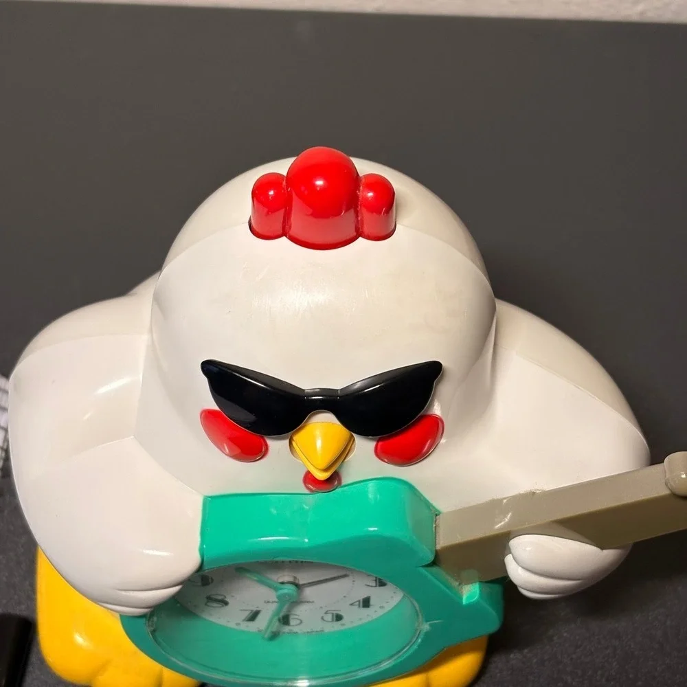 Rhythm Alarm Clock Unisex OS White Good Vintage 90s Rock N Roll Chicken 4RE441